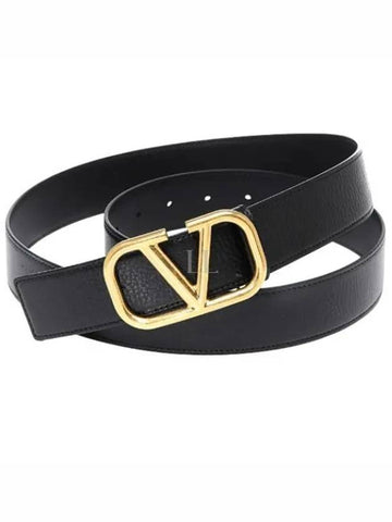 V Logo Signature Leather Belt Black - VALENTINO - BALAAN 1