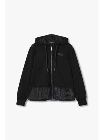 Women s Mesh Panel Point Hooded Zip Up Black - ARMANI EXCHANGE - BALAAN 1