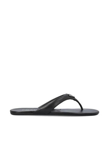 Triangle Logo Flip Flops Black - PRADA - BALAAN 1