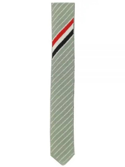 chalk stripe knit tie green - THOM BROWNE - BALAAN.