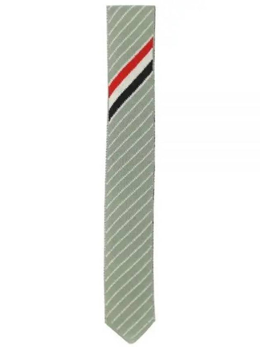 Chalk Stripe Knit Tie Green - THOM BROWNE - BALAAN 1