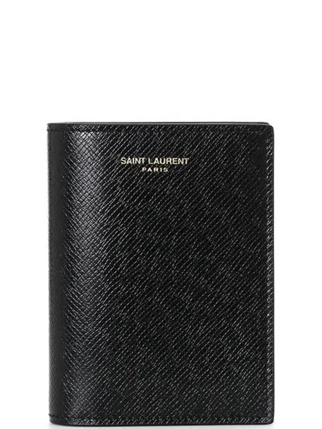 Paris Credit Coated Leather Card Wallet Black - SAINT LAURENT - BALAAN 2