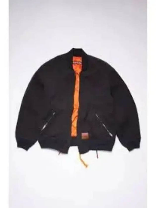 Face Patch Cotton Canvas Bomber Jacket Black - ACNE STUDIOS - BALAAN 2