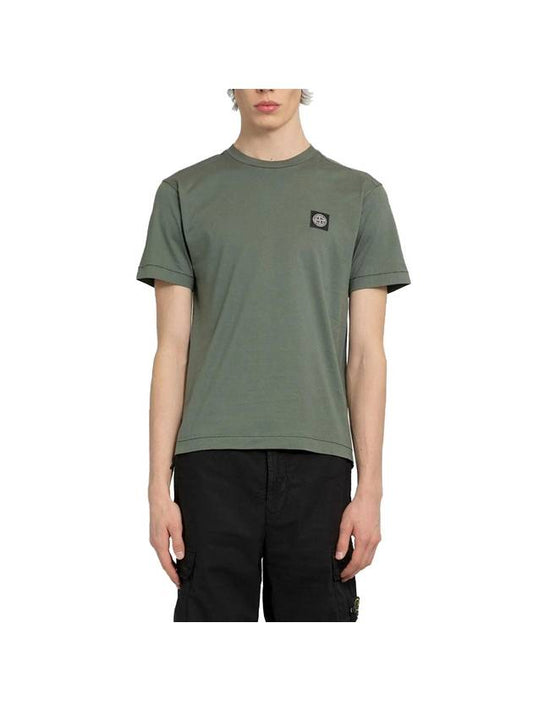 Logo Patch Short Sleeves T-Shirt Green - STONE ISLAND - BALAAN 1