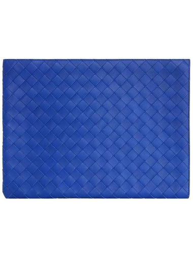 Intrecciato Half Zip Clutch Bag Cobalt Blue - BOTTEGA VENETA - BALAAN 1