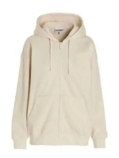 Logo Zip-Up Hoodie Cream - GANNI - BALAAN 2