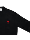 Heart Logo Wool Knit Top Black - AMI - BALAAN 5