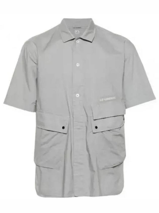 Cotton Popeline Pocket Short Sleeve Shirt Grey - CP COMPANY - BALAAN 2