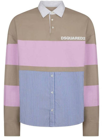 logo print color block shirt S71DM0688S35175 - DSQUARED2 - BALAAN 1