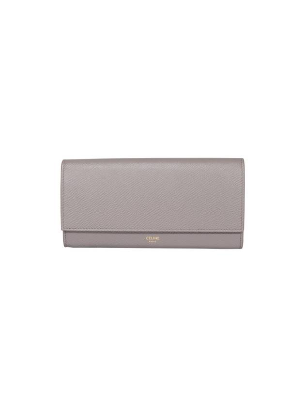 Grained Calfskin Flap Long Wallet Dark Beige - CELINE - BALAAN 1