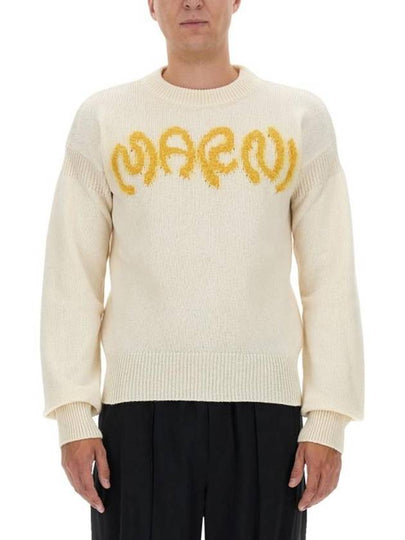 Roundneck Logo Knit Top Stone White - MARNI - BALAAN 2