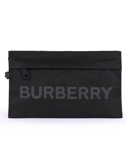 Logo Print Nylon Clutch Bag Black - BURBERRY - BALAAN 2