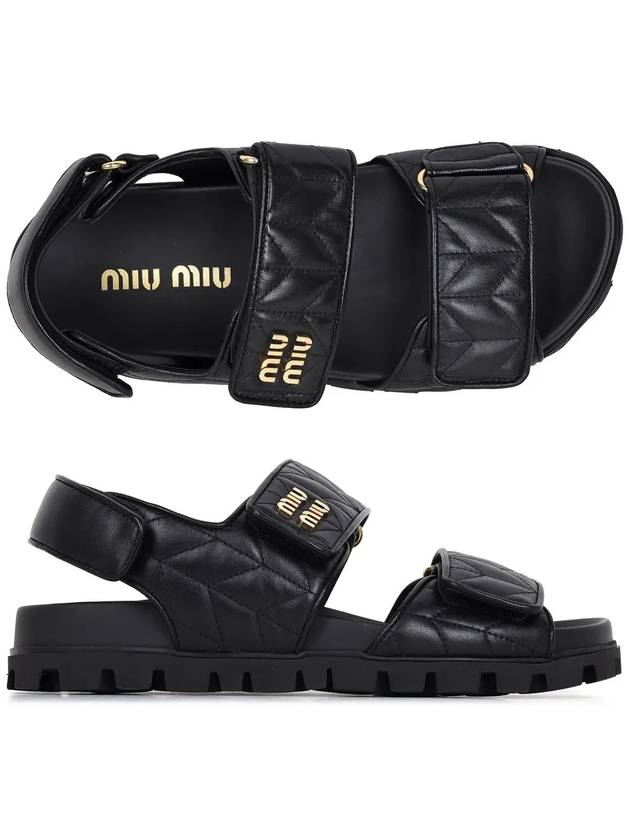 Sporty Matelasse Nappa Leather Sandals Black - MIU MIU - BALAAN 4