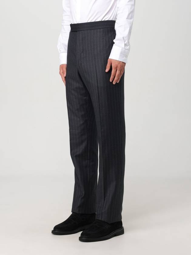 Pinstripe wool straight pants gray - THOM BROWNE - BALAAN 5