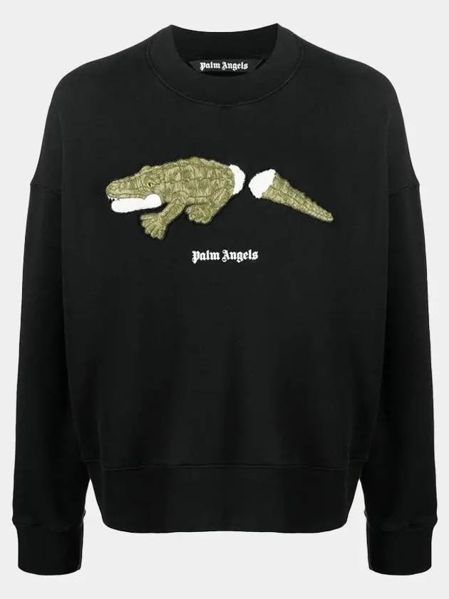 Men's Croco Print Sweatshirt Black - PALM ANGELS - BALAAN.