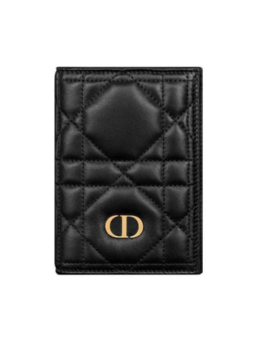 Miss Caro Macrocannage Lambskin Passport Wallet Black - DIOR - BALAAN 1