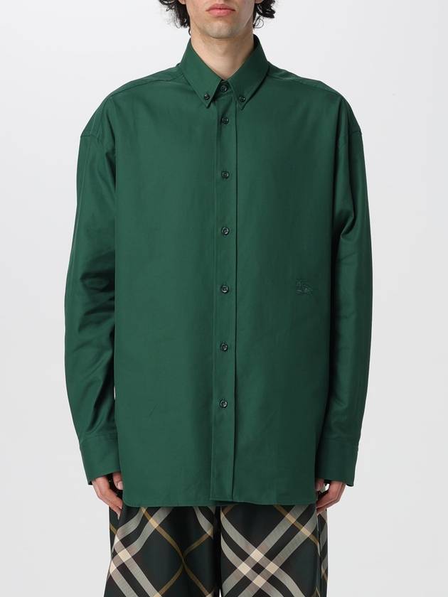 Cotton Oxford Long Sleeve Shirt Green - BURBERRY - BALAAN 6