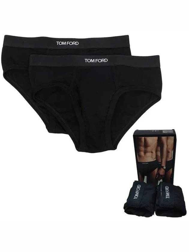 Men's Cotton Logo Waistband Briefs 2 Pack Black - TOM FORD - BALAAN 2