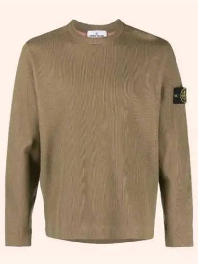 Men's Wappen Patch Crewneck Knit Sweatshirt Dark Beige - STONE ISLAND - BALAAN 2