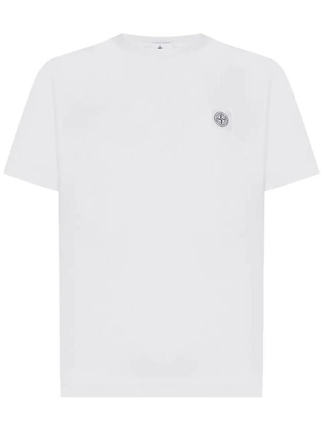 Pisato Effect Logo Patch Short Sleeve T-Shirt White - STONE ISLAND - BALAAN 2