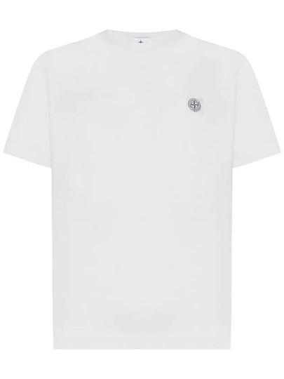 Pisato Effect Logo Patch Short Sleeve T-Shirt White - STONE ISLAND - BALAAN 2