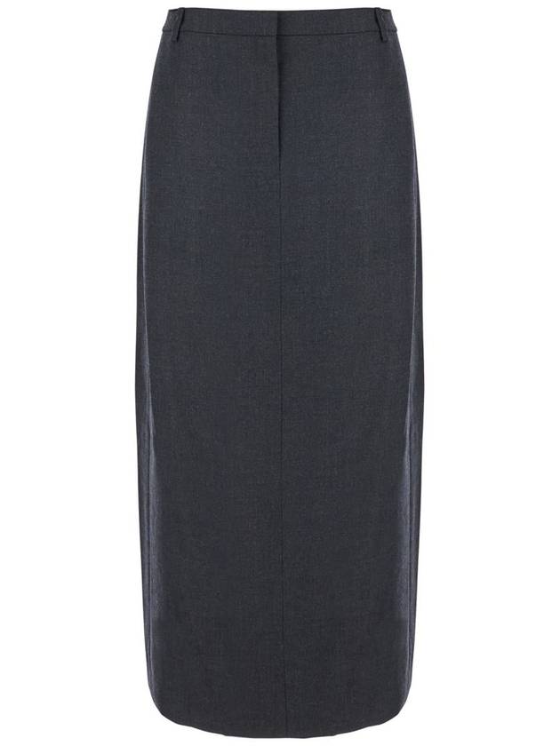 Midi Grey Skirt With Slit In Wool Blend Woman - THEORY - BALAAN 1