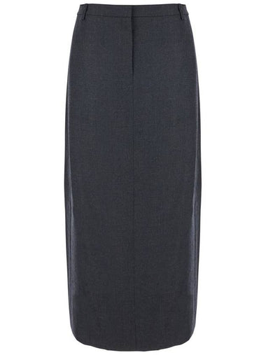 Midi Grey Skirt With Slit In Wool Blend Woman - THEORY - BALAAN 1