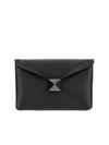 One-Stud Nappa Leather Clutch Bag Black - VALENTINO - BALAAN 1