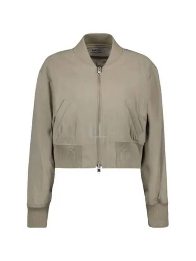 Crop Zipper Bomber Jacket Light Taupe - AMI - BALAAN 2