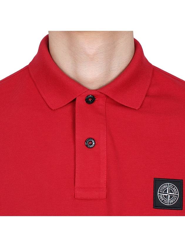 Pique Stretch Cotton Short Sleeve Polo Shirt Red - STONE ISLAND - BALAAN 7