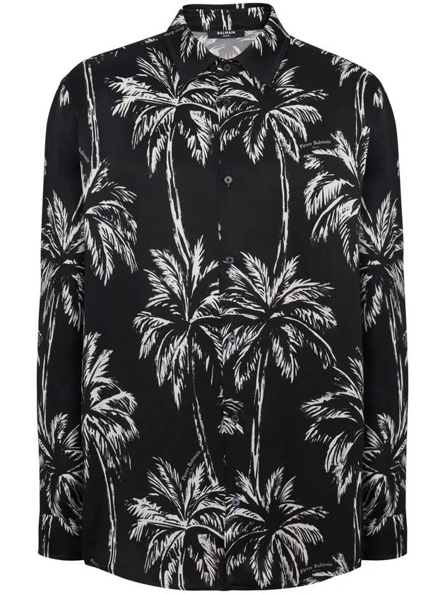 Palm print long sleeve shirt black - BALMAIN - BALAAN 1