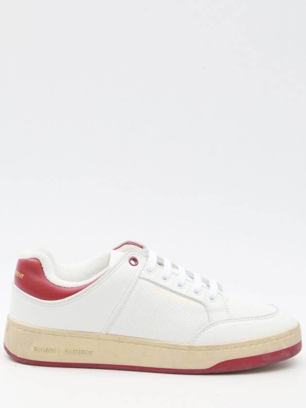 Logo Calf Leather Low Top Sneakers White - SAINT LAURENT - BALAAN 2