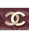 Snap card wallet shiny grained calfskin strass real gold metal burgundy AP4178 AP0214 - CHANEL - BALAAN 3