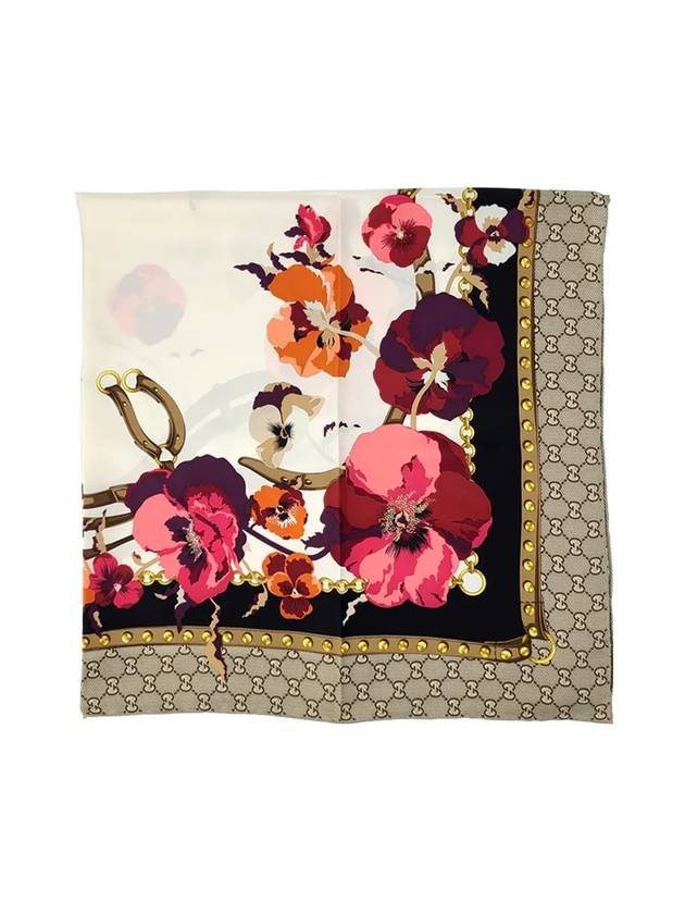 GG Flower Square Silk Scarf - GUCCI - BALAAN.