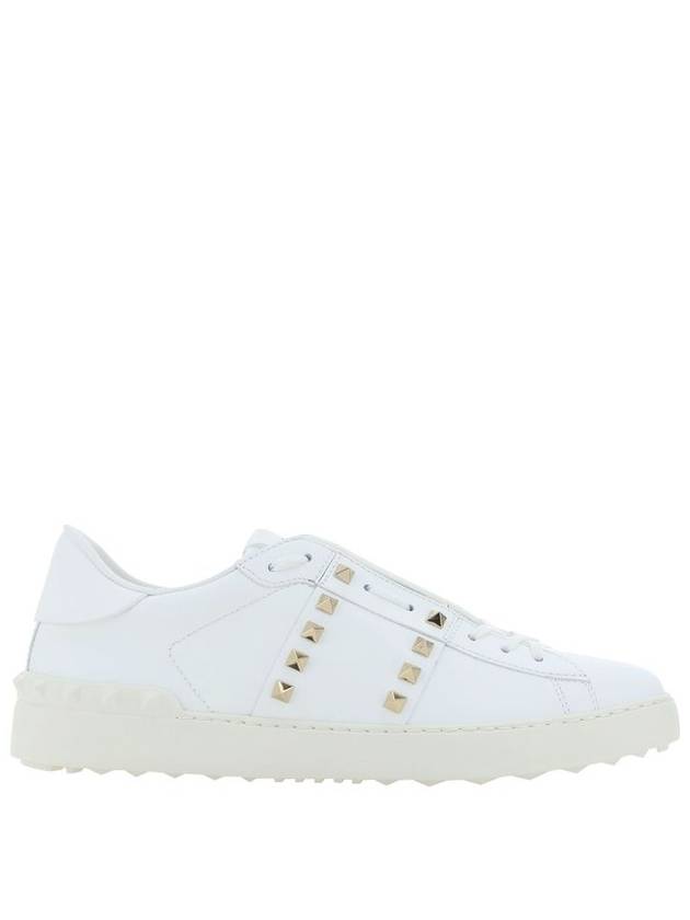 Rockstud Untitled Calfskin Low Top Sneakers White - VALENTINO - BALAAN 9