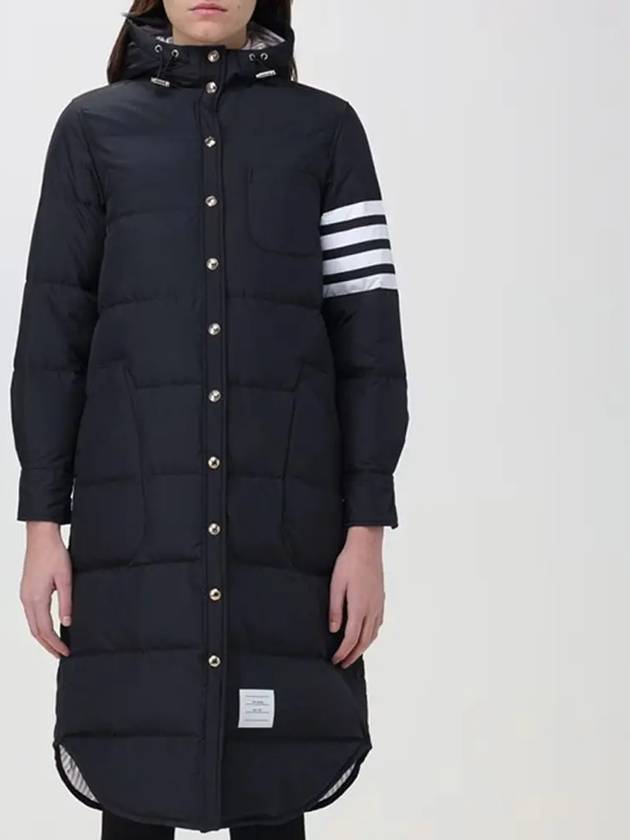 Downfilled Ripstop Classic 4 Striped Hoodie Down Long Padding Navy - THOM BROWNE - BALAAN 2