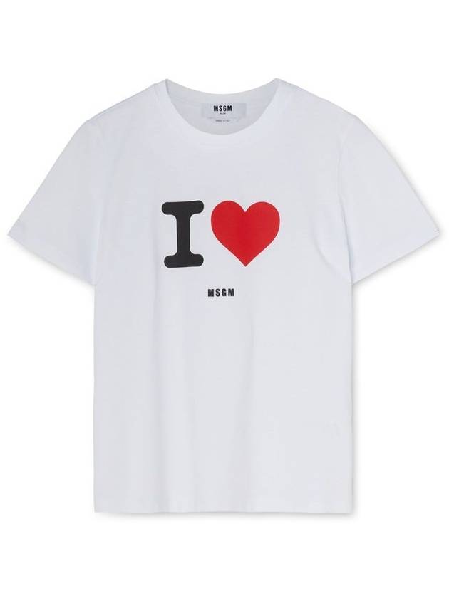 I LOVE MSGM Print Cotton Short Sleeve T-Shirt Cream - MSGM - BALAAN 2