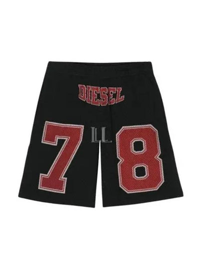 P Tain Collegiate Logo Mesh Trimmed Shorts Black - DIESEL - BALAAN 2