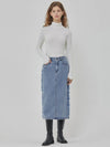 Denim Fringe H Line Skirt Blue - RYUL+WAI: - BALAAN 2