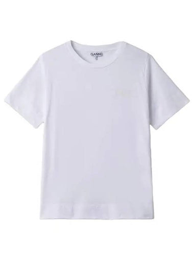 Thin Software Jersey Short Sleeve T Shirt White - GANNI - BALAAN 1