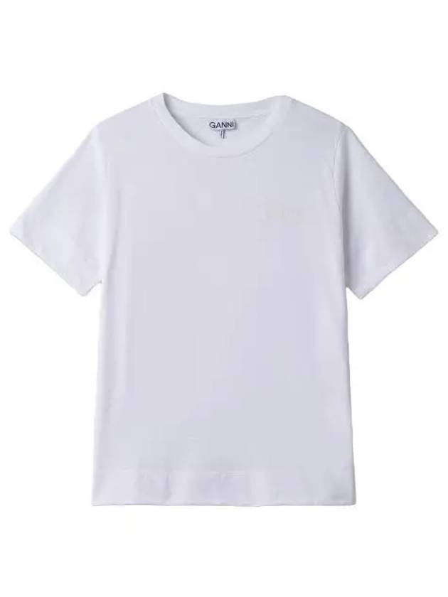 Thin Software Jersey Short Sleeve T Shirt White Tee - GANNI - BALAAN 1