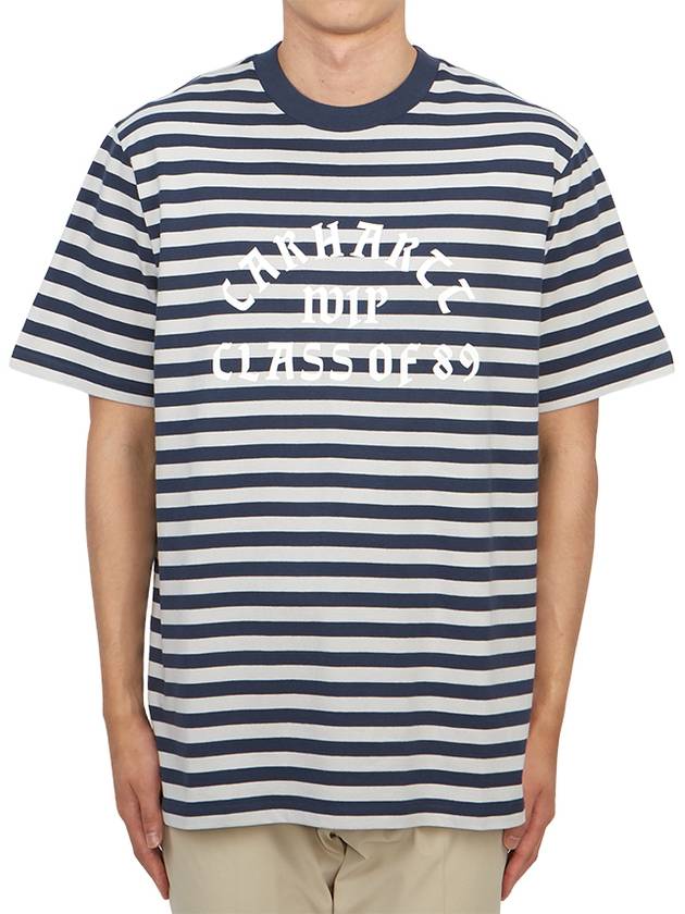 Scotty Striped Short Sleeve T-Shirt White Blue - CARHARTT WIP - BALAAN 1