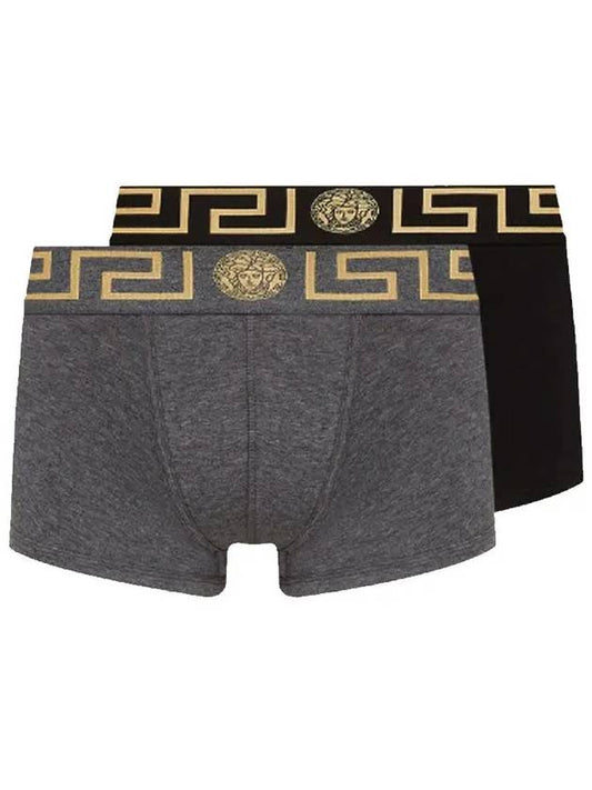 Men's Greca Border Draws 2 Pack Briefs Black Grey - VERSACE - BALAAN 2