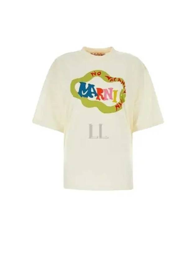 No Vacation In Snake Logo Print Short Sleeve T-Shirt White - MARNI - BALAAN 2