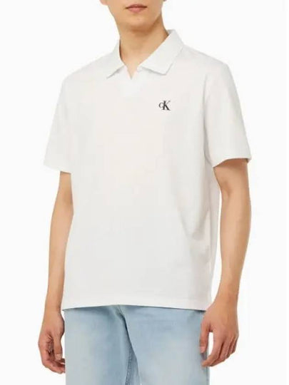 JEANS Men s White Relaxed Fit Pique Polo Short Sleeve T Shirt J326330 YAF - CALVIN KLEIN - BALAAN 2