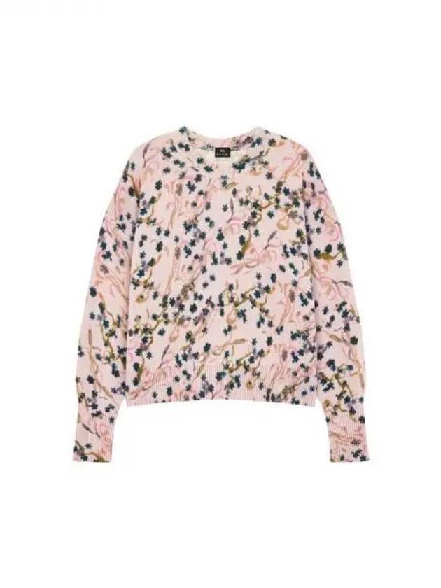 PS Women s Floral Wool Cotton Crew Neck Knit Pink 270531 - PAUL SMITH - BALAAN 1