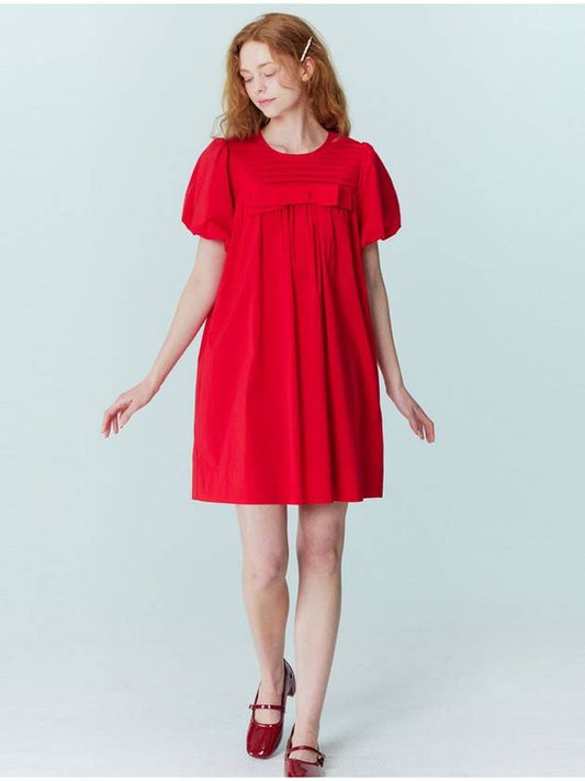 Ribbon cotton mini dress_red - OPENING SUNSHINE - BALAAN 2