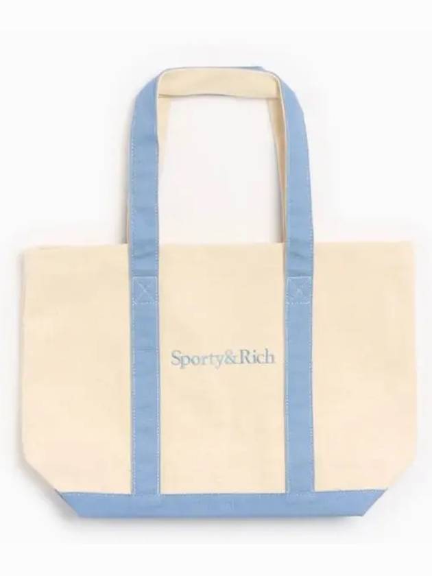 Serif Logo Two Tone Tote Natural Sky Blue ACAW233NT Bag - SPORTY & RICH - BALAAN 1