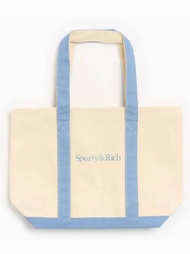 Serif Logo Two Tone Tote Natural Sky Blue ACAW233NT Bag - SPORTY & RICH - BALAAN 1