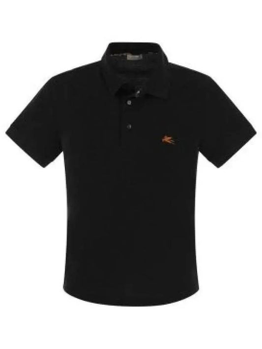 Embroidered Logo Short Sleeve Polo Shirt Black - ETRO - BALAAN 2